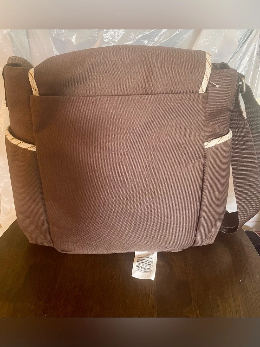Graco Baby Deluxe Messenger Diaper Bag - Brown Polka Dot - Like New